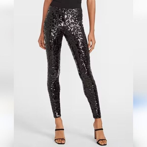 NWT Express All Over Sequin Holiday Party Club Whimsigoth Festival  Pants - Picture 2 of 9